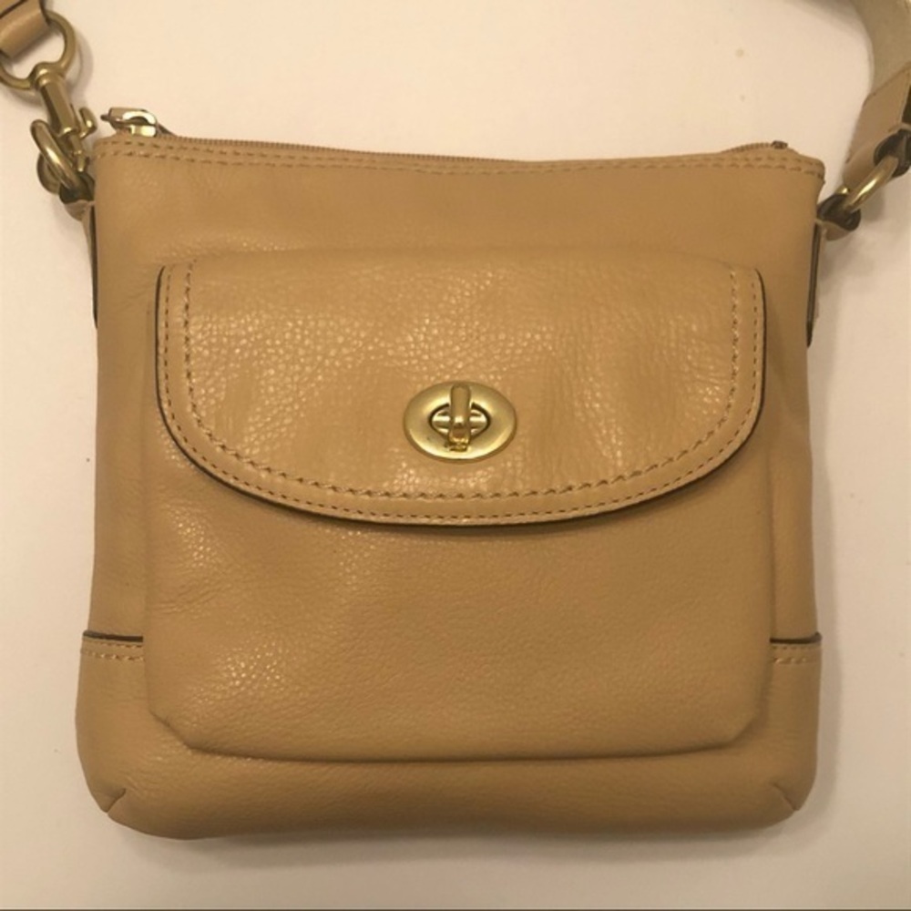Coach front pocket turnlock leather crossbody bag